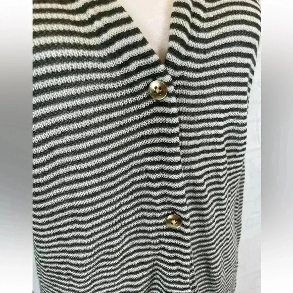 NEW LOFT Maxi Cardigan Women Size M Petite Green Striped Long Sleeve Knit Light - Picture 16 of 16